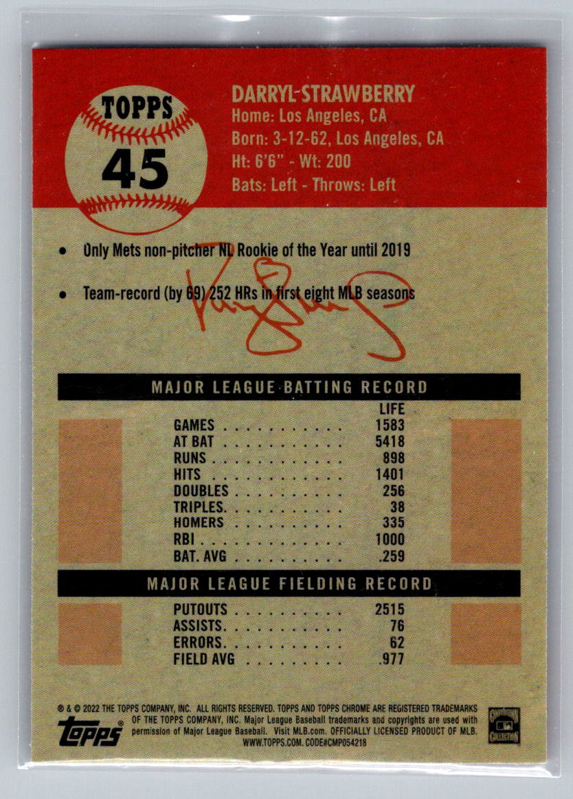 2022 Topps Chrome Platinum Anniversary #45 Darryl Strawberry