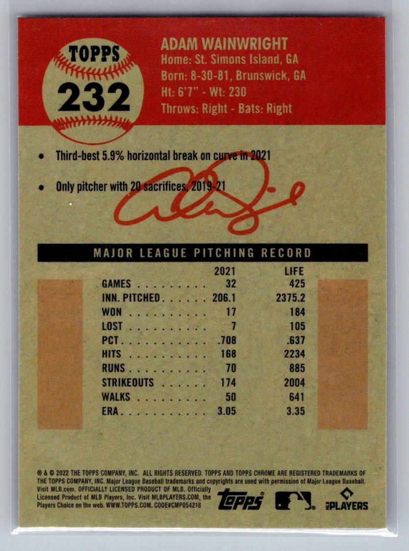 2022 Topps Chrome Platinum Anniversary #232 Adam Wainwright