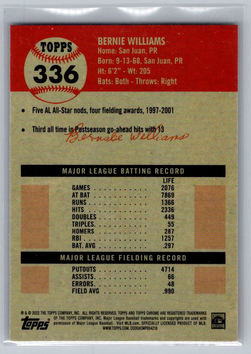 2022 Topps Chrome Platinum Anniversary #336 Bernie Williams
