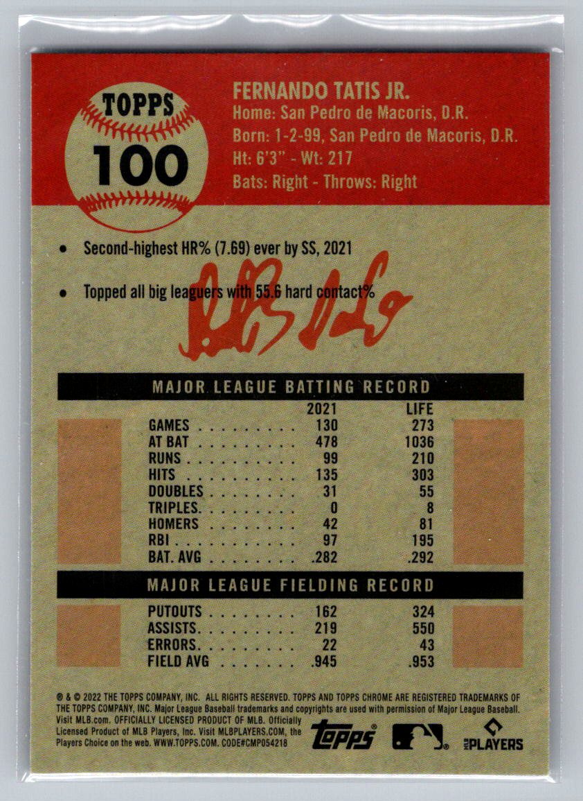 2022 Topps Chrome Platinum Anniversary #100 Fernando Tatis Jr.