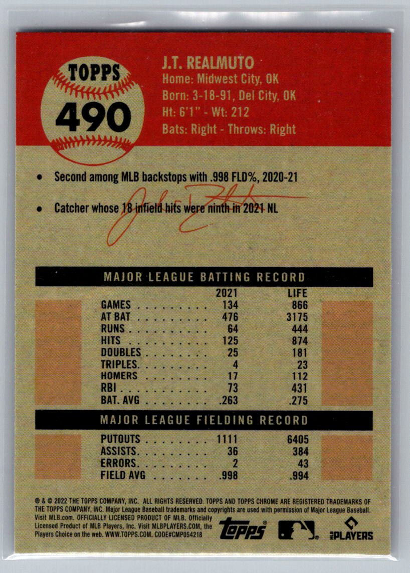 2022 Topps Chrome Platinum Anniversary #490 J.T. Realmuto