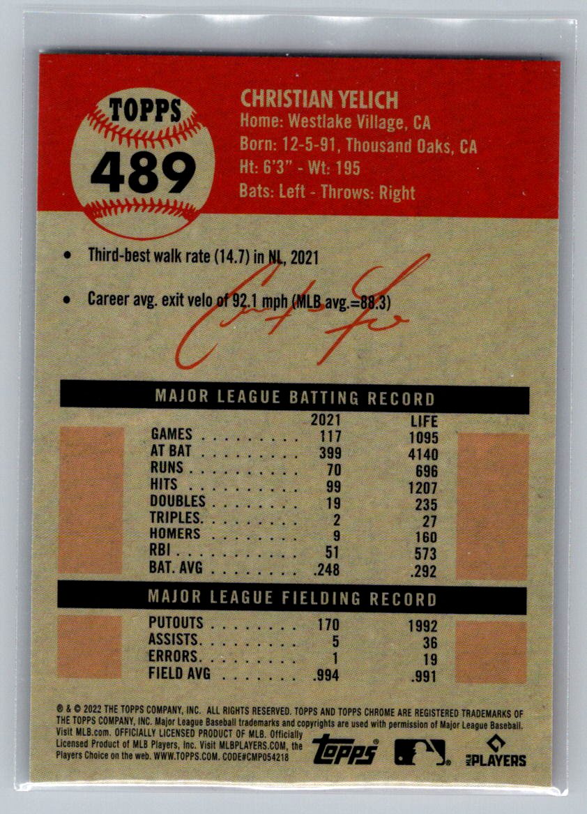 2022 Topps Chrome Platinum Anniversary #489 Christian Yelich