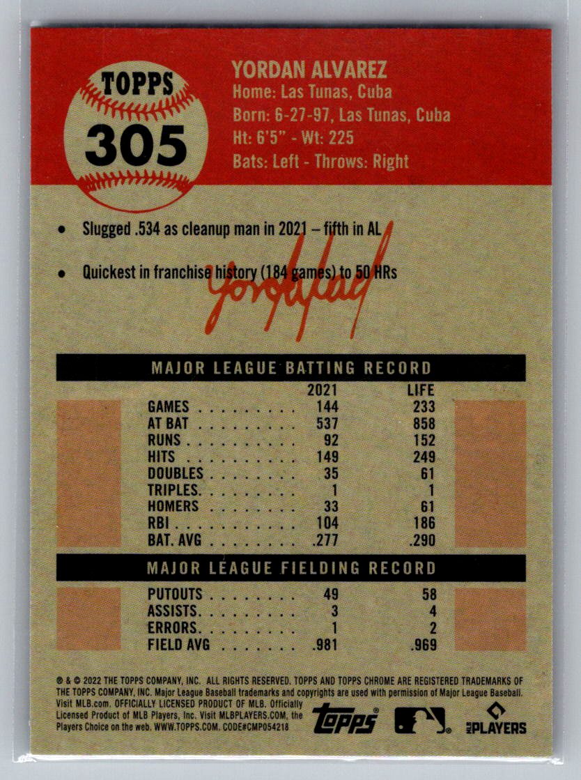 2022 Topps Chrome Platinum Anniversary #305 Yordan Alvarez