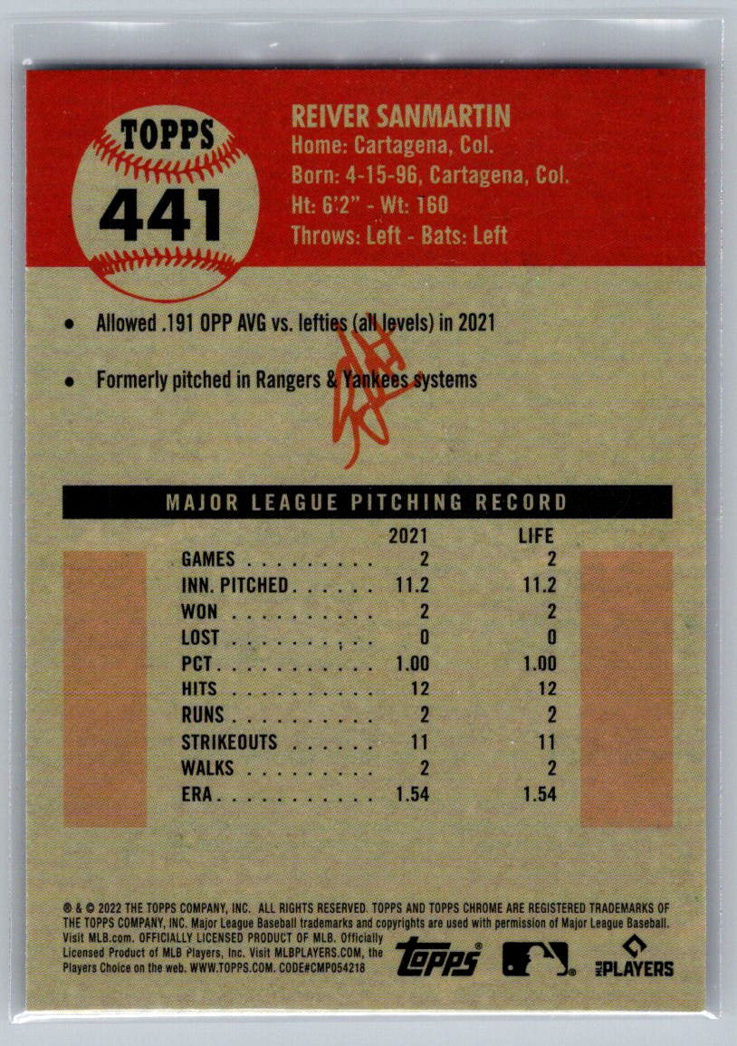 2022 Topps Chrome Platinum Anniversary #441 Reiver Sanmartin