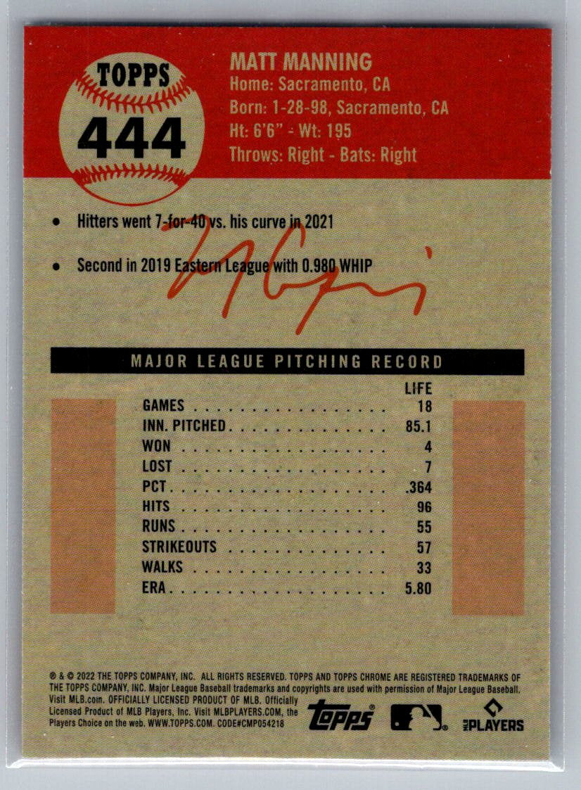 2022 Topps Chrome Platinum Anniversary #444 Matt Manning