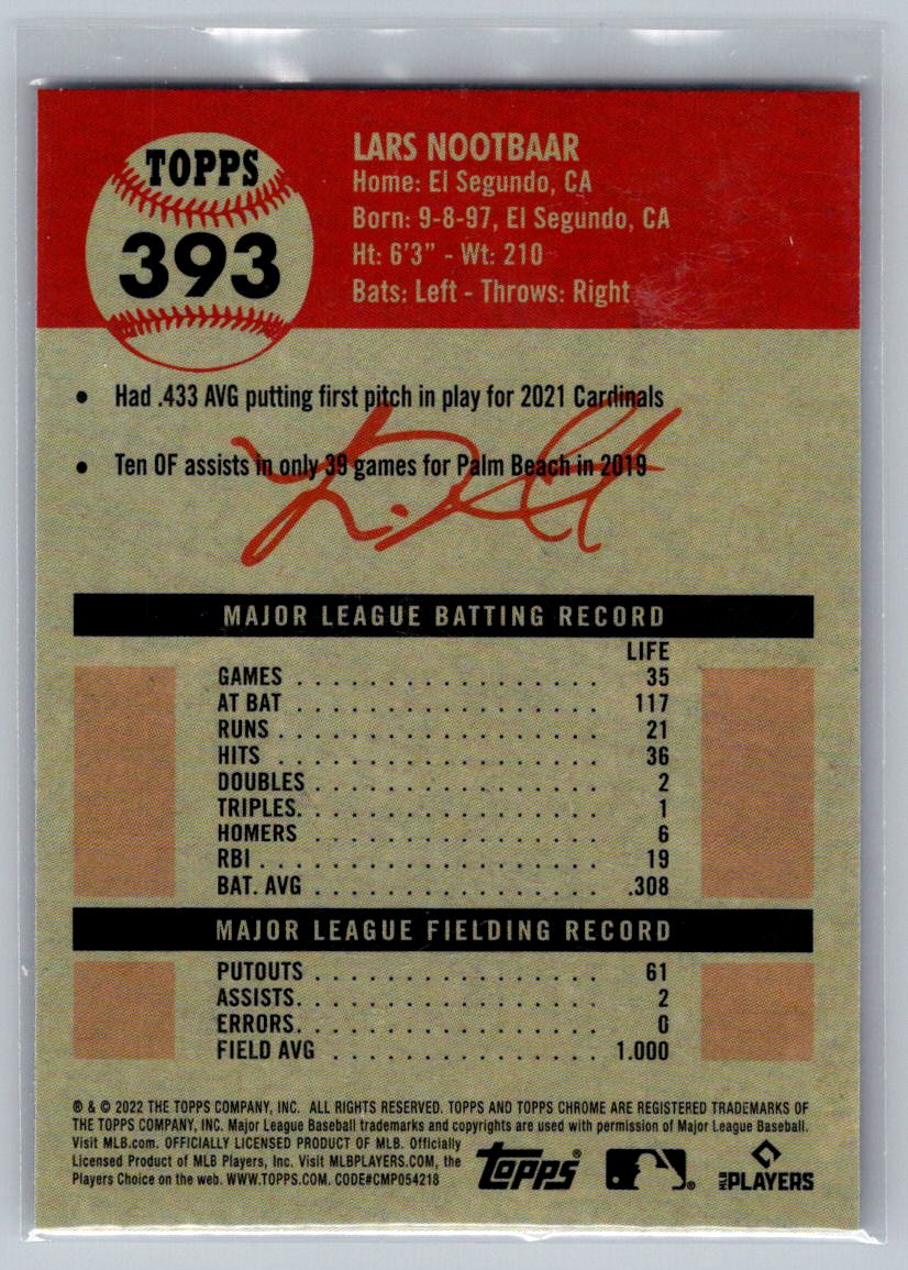 2022 Topps Chrome Platinum Anniversary #393 Lars Nootbaar