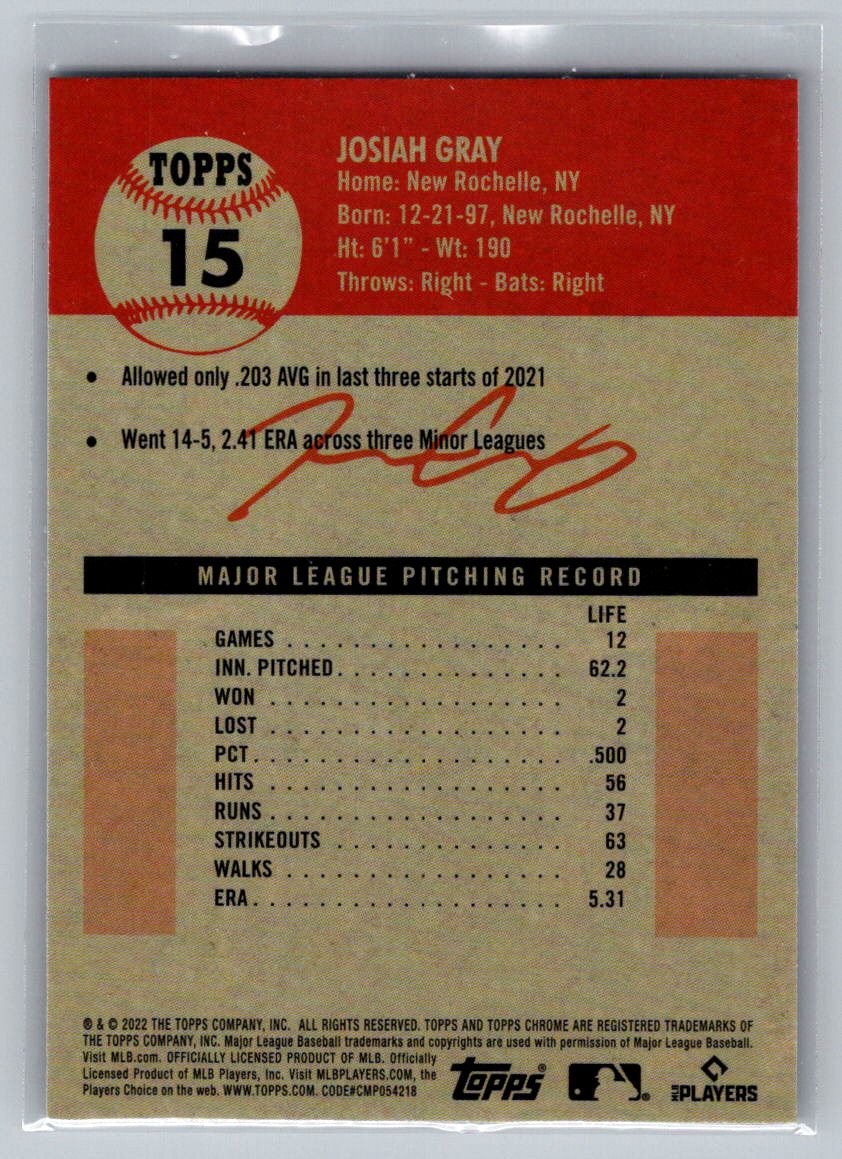 2022 Topps Chrome Platinum Anniversary #15 Josiah Gray