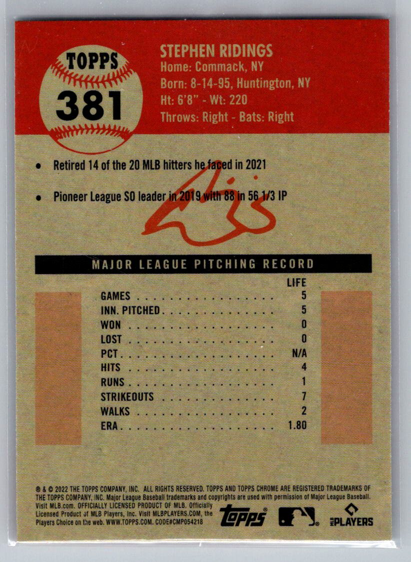 2022 Topps Chrome Platinum Anniversary #381 Stephen Ridings