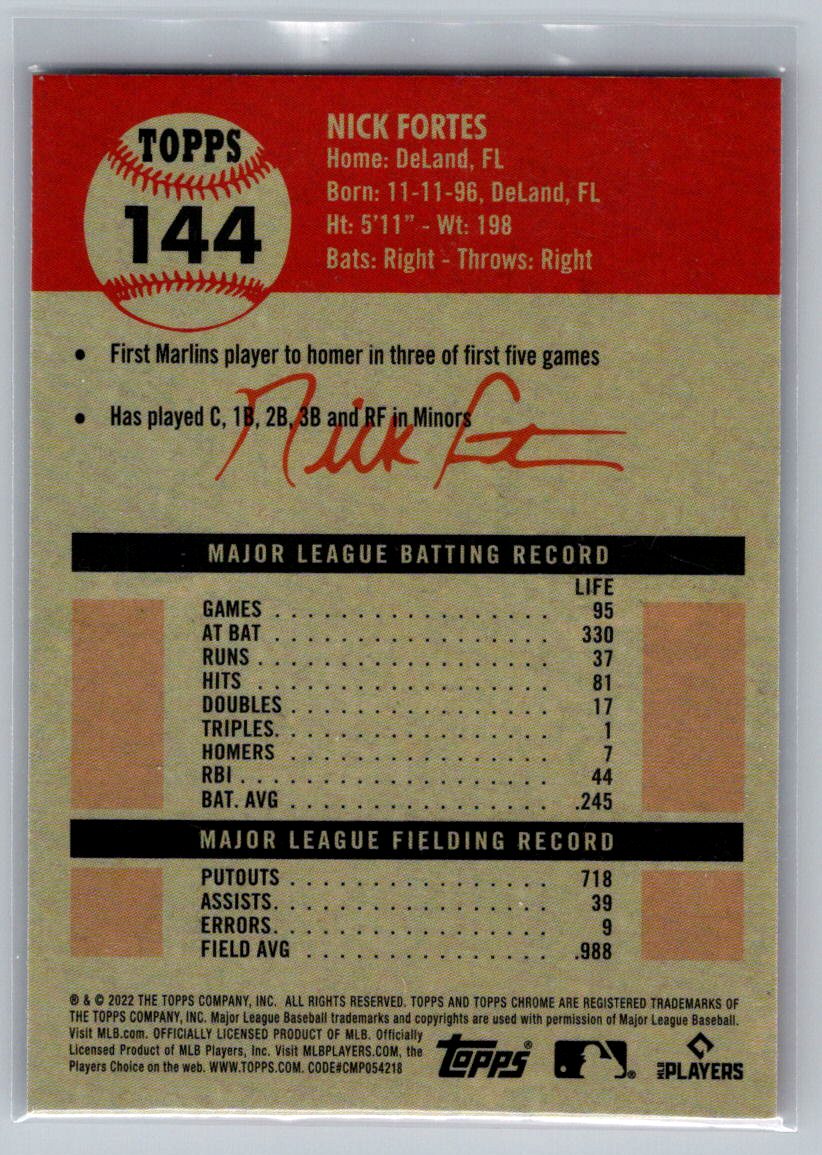 2022 Topps Chrome Platinum Anniversary #144 Nick Fortes