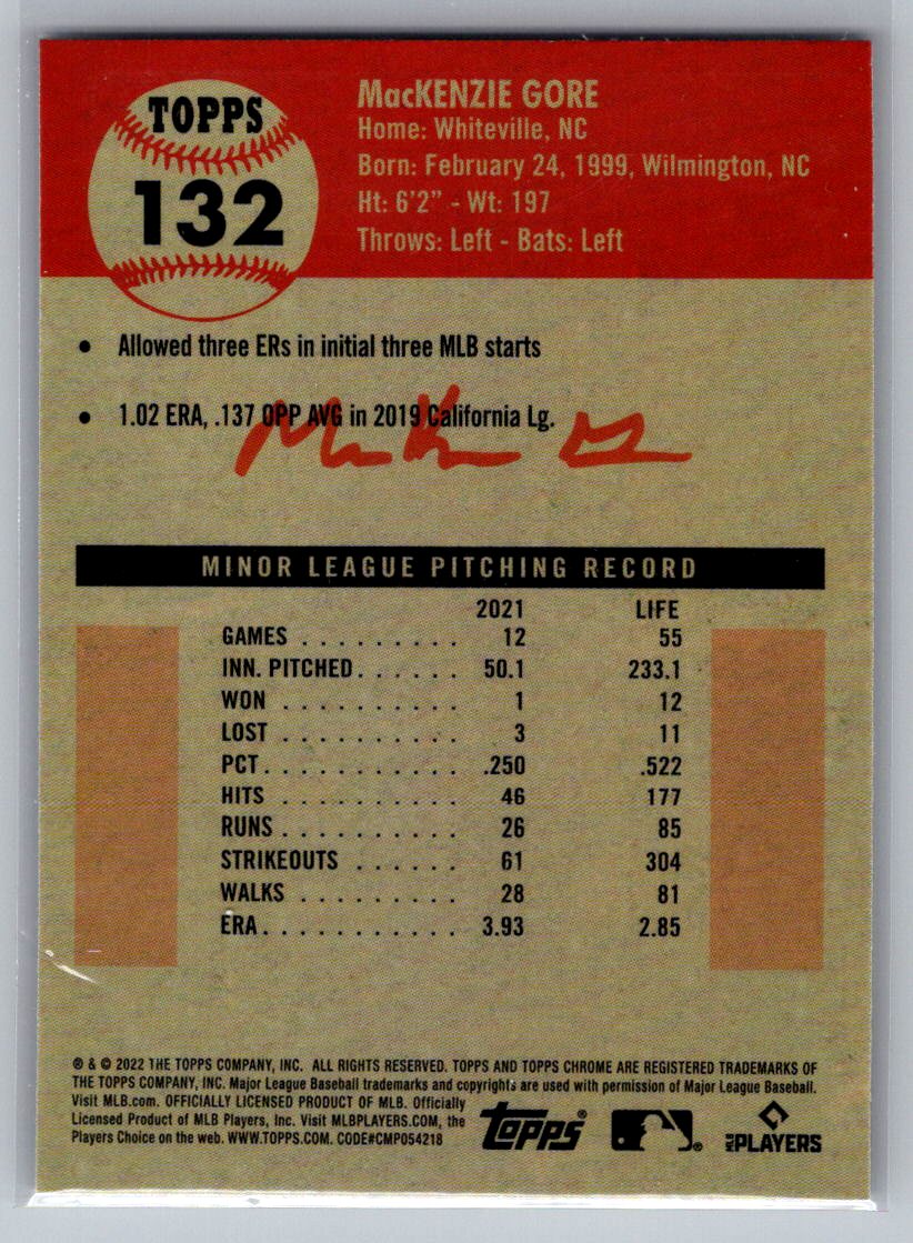 2022 Topps Chrome Platinum Anniversary #132 MacKenzie Gore