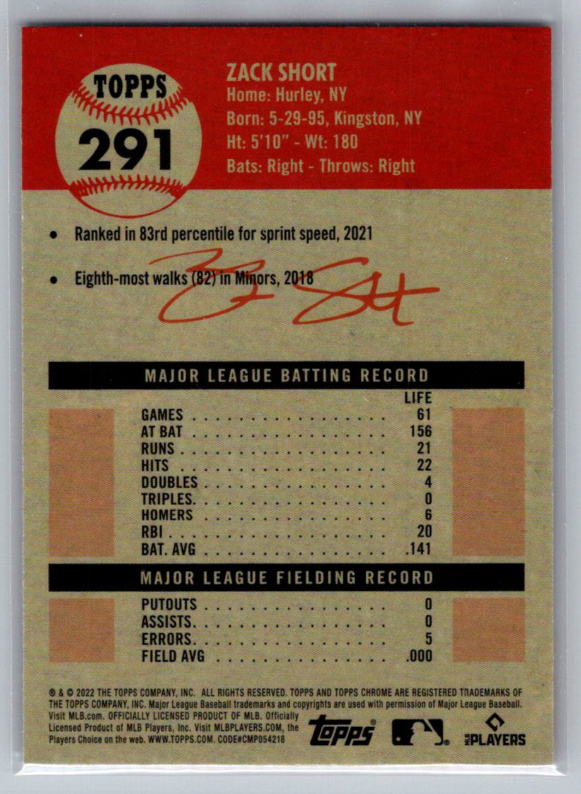 2022 Topps Chrome Platinum Anniversary #291 Zack Short