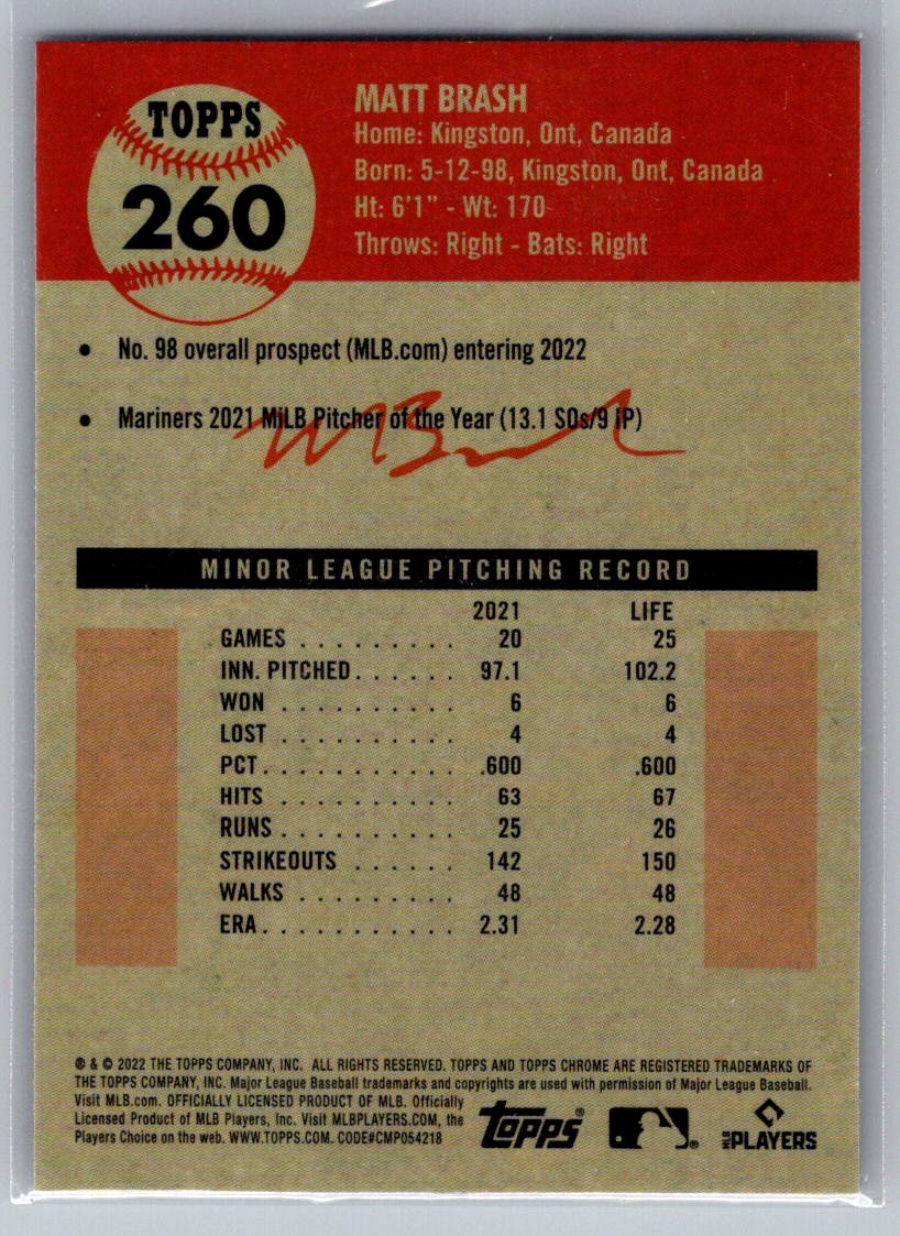 2022 Topps Chrome Platinum Anniversary #260 Matt Brash