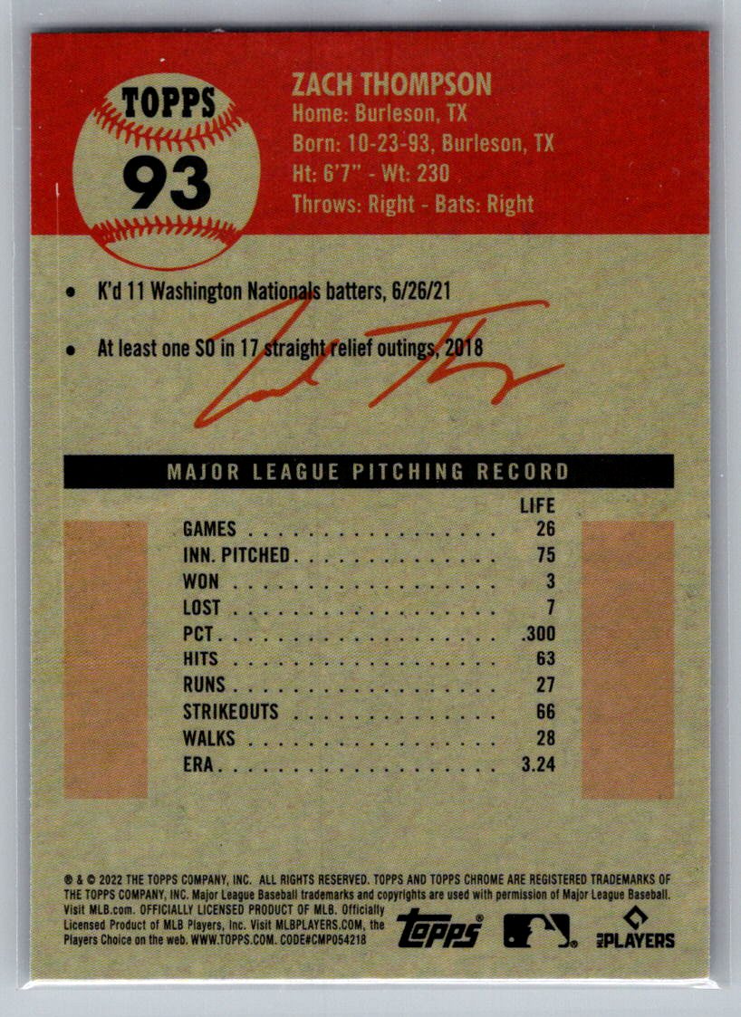 2022 Topps Chrome Platinum Anniversary #93 Zach Thompson
