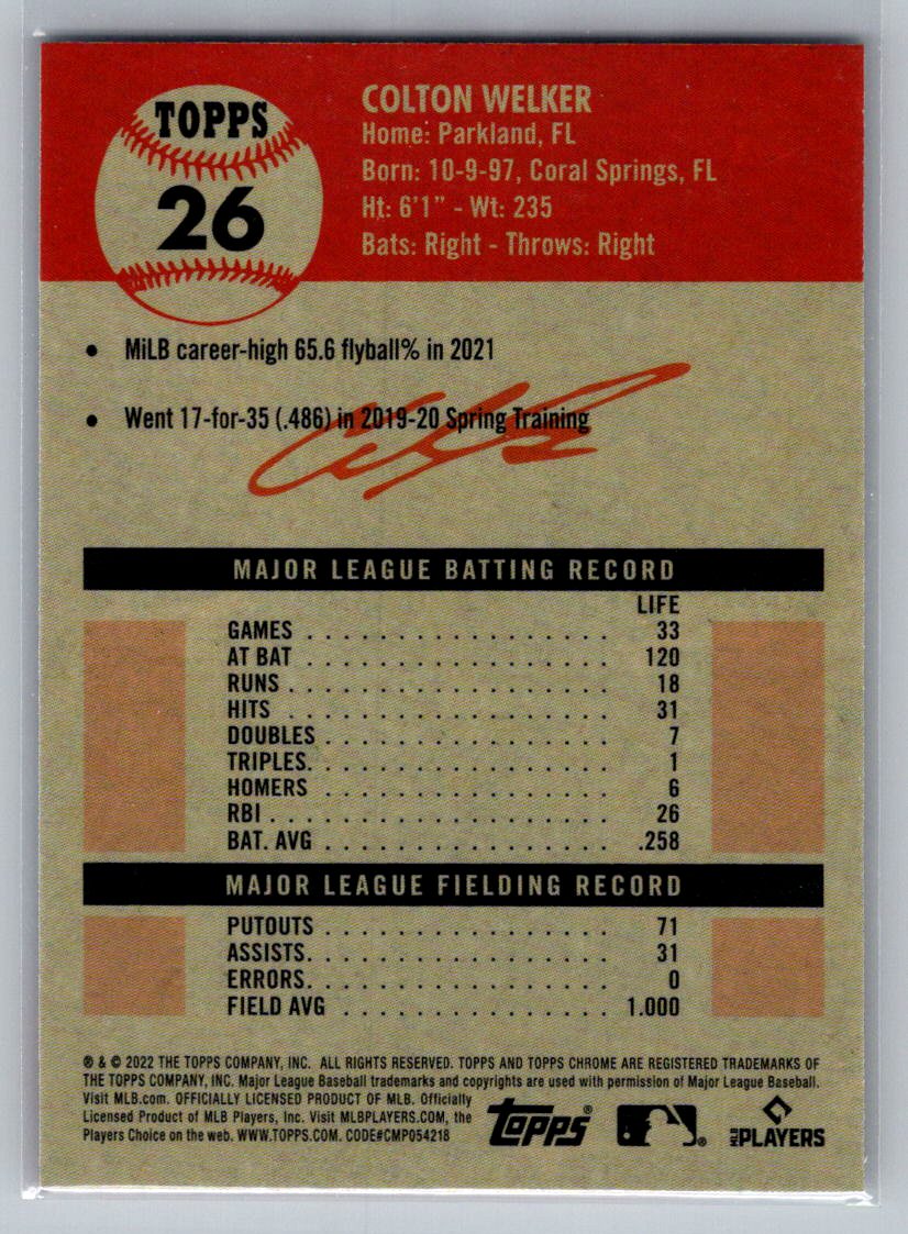 2022 Topps Chrome Platinum Anniversary #26 Colton Welker