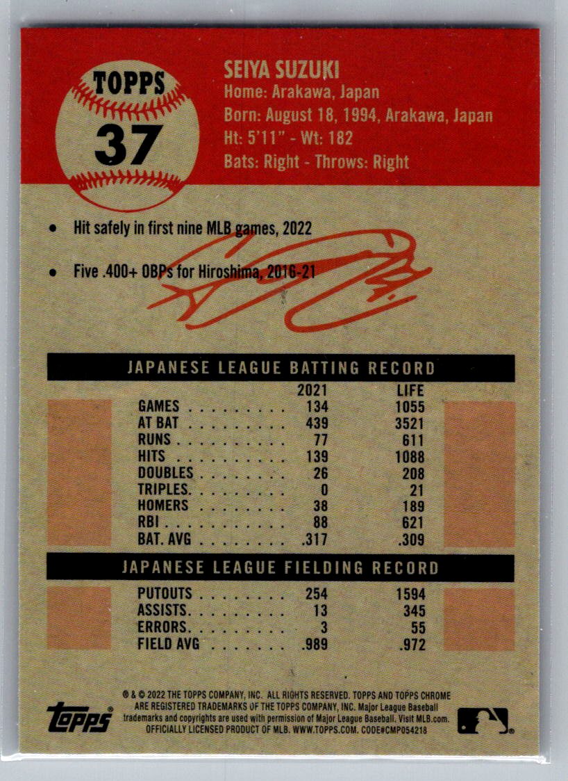 2022 Topps Chrome Platinum Anniversary #37 Seiya Suzuki