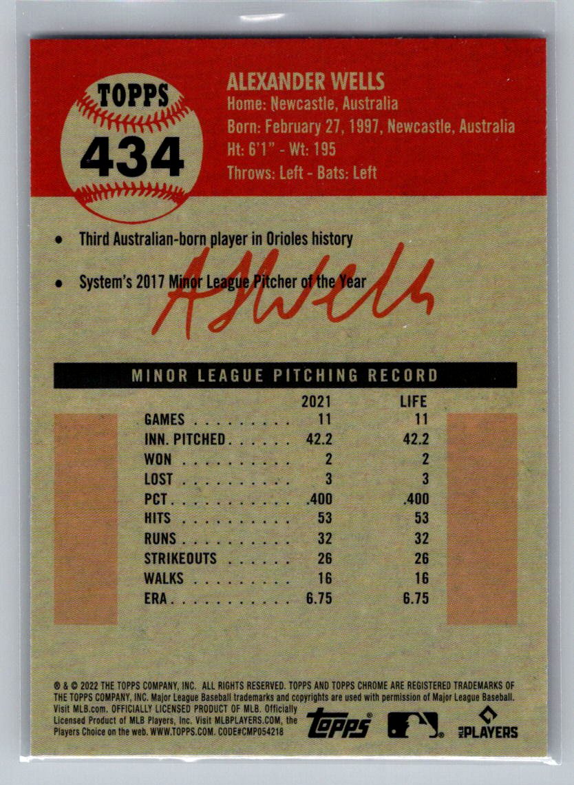 2022 Topps Chrome Platinum Anniversary #434 Alexander Wells