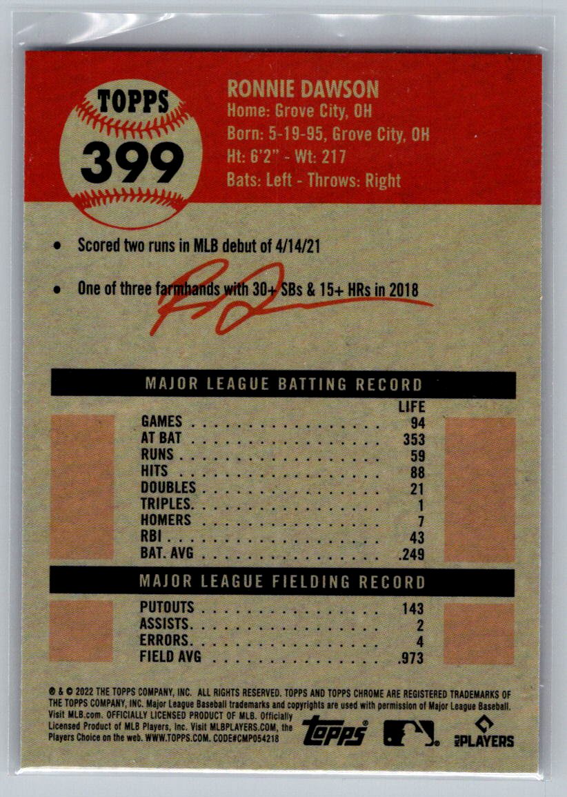 2022 Topps Chrome Platinum Anniversary #399 Ronnie Dawson