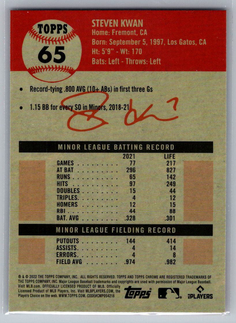 2022 Topps Chrome Platinum Anniversary #65 Steven Kwan