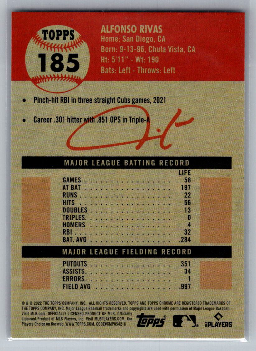 2022 Topps Chrome Platinum Anniversary #185 Alfonso Rivas
