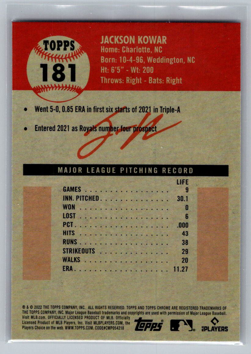 2022 Topps Chrome Platinum Anniversary #181 Jackson Kowar