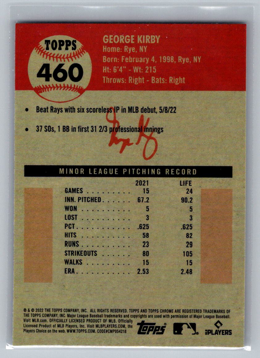 2022 Topps Chrome Platinum Anniversary #460 George Kirby