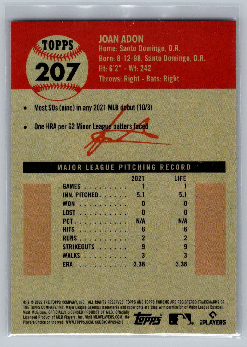 2022 Topps Chrome Platinum Anniversary #207 Joan Adon