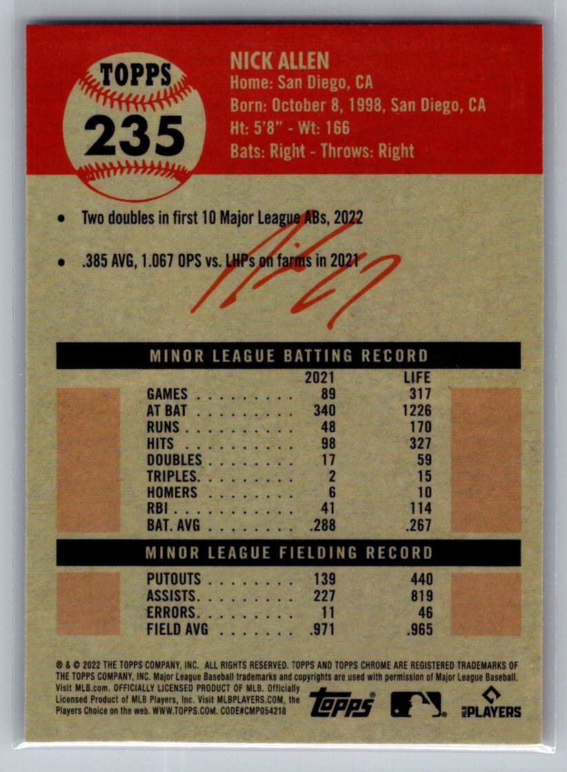 2022 Topps Chrome Platinum Anniversary #235 Nick Allen
