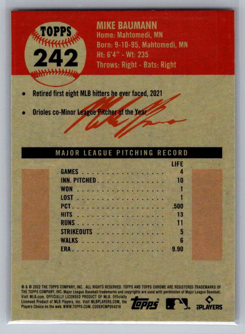 2022 Topps Chrome Platinum Anniversary #242 Mike Baumann
