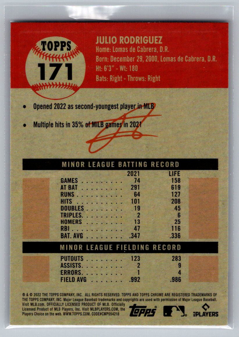 2022 Topps Chrome Platinum Anniversary #171 Julio Rodriguez