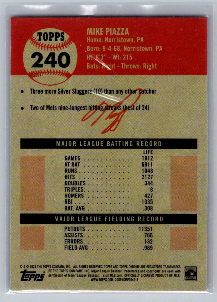 2022 Topps Chrome Platinum Anniversary #240 Mike Piazza Blue Prism Refractor