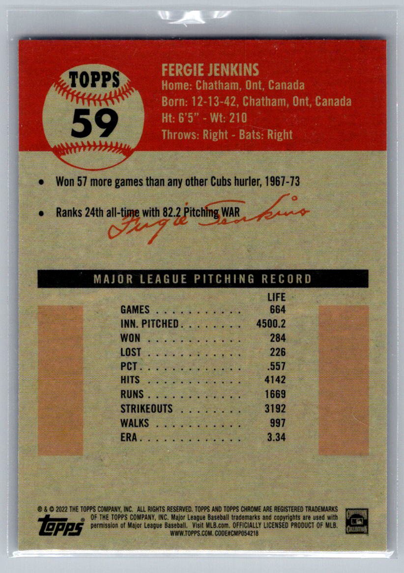 2022 Topps Chrome Platinum Anniversary #59 Fergie Jenkins Blue Prism Refractor