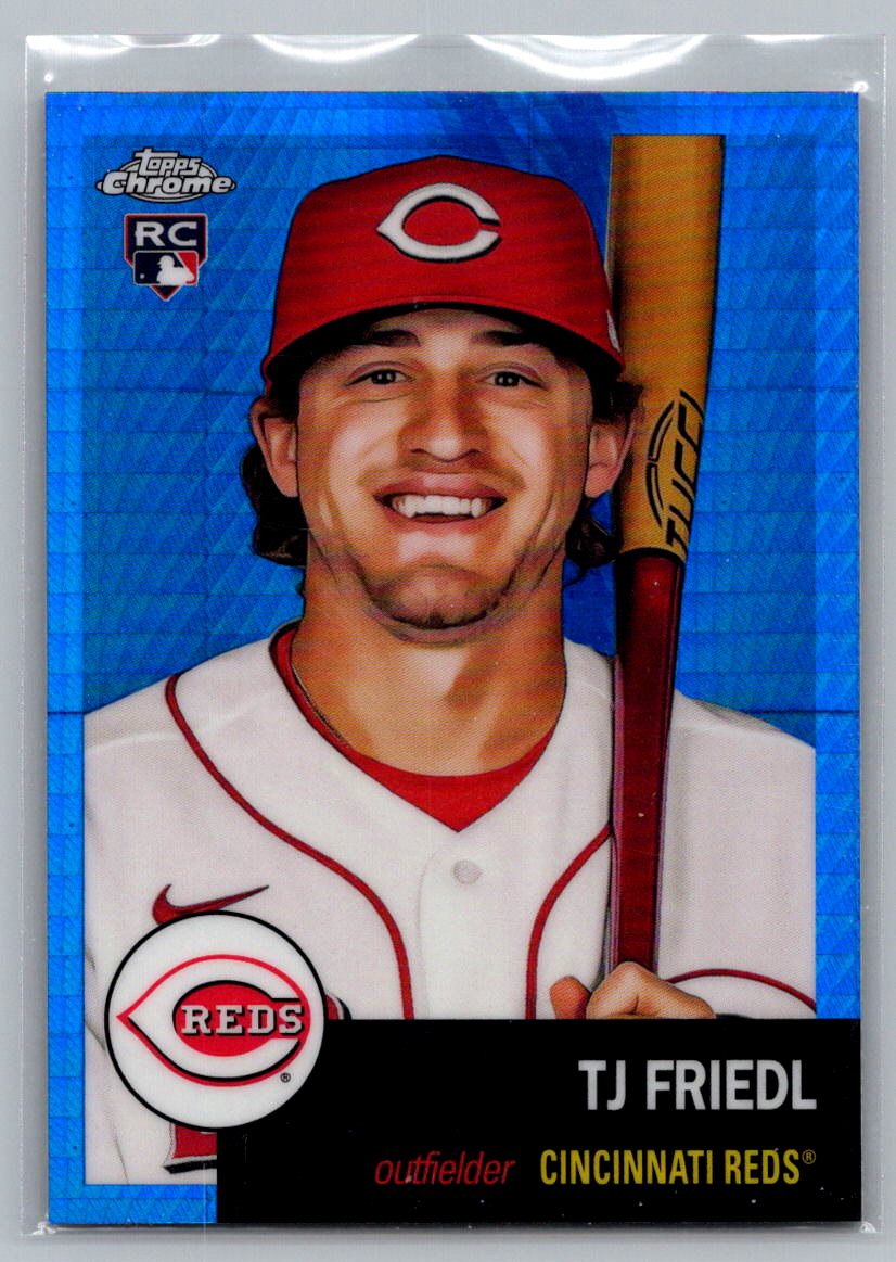 2022 Topps Chrome Platinum Anniversary #158 TJ Friedl Blue Prism Refractor