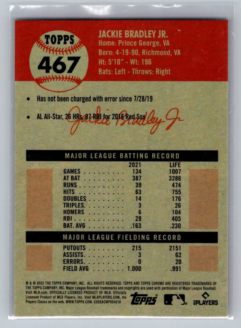 2022 Topps Chrome Platinum Anniversary #467 Jackie Bradley Jr. Prism Refractor