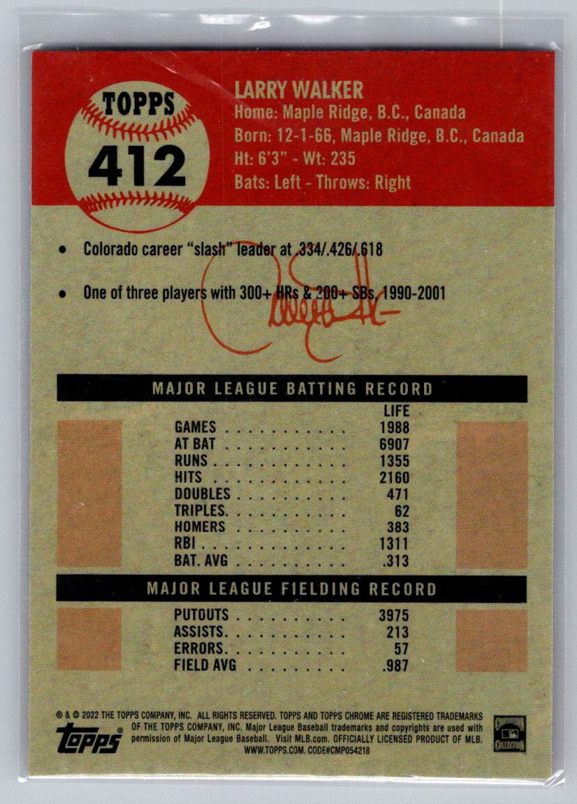 2022 Topps Chrome Platinum Anniversary #412 Larry Walker Prism Refractor