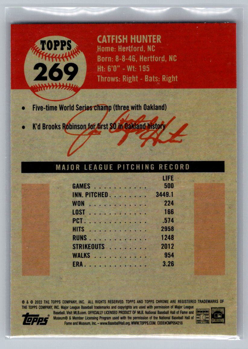 2022 Topps Chrome Platinum Anniversary Catfish Hunter Prism Refractor