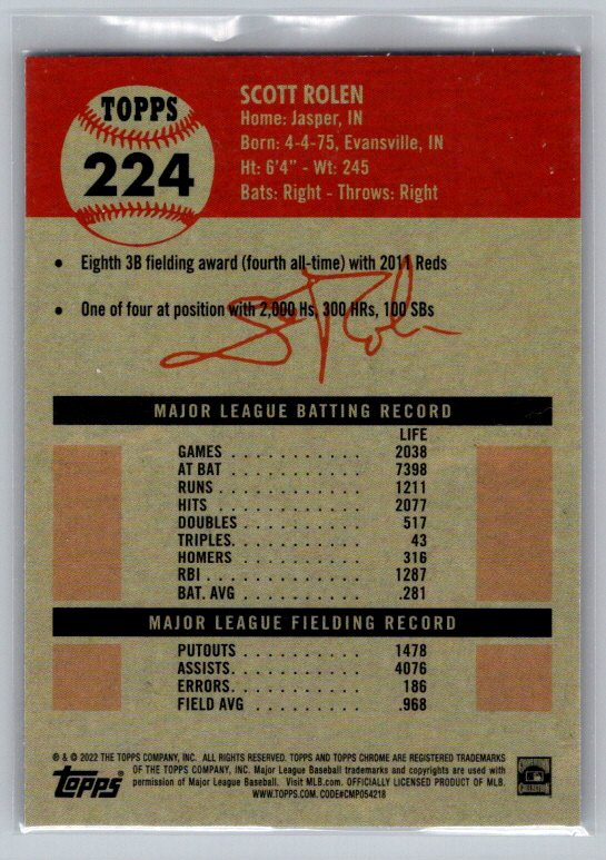 2022 Topps Chrome Platinum Anniversary #224 Scott Rolen Prism Refractor